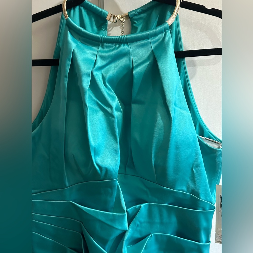 Teal/Aqua Dress with gold collar